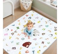 FUNYKICH Alfombra Bebe Acolchada Plegable 150x180cm, Alfombra Juego Bebe Gruesa y Antideslizante, Portátil y Lavable a Máquina, para Corralitos Bebé, Carpas Infantiles, Picnics, etc