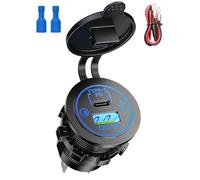 Funyord Adaptador USB-C para Encendedor 48W PD3.0 & QC3.0 - Toma USB Coche 12V/24V con Luz LED Azul - Carga Rápida para iPhone, Samsung Galaxy, Huawei, Xiaomi, iPad (48W PD+QC3.0)