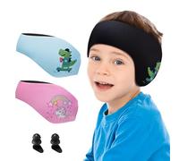 Funyord Diadema de Natación, Banda de Neopreno Elástica, Banda para Cabeza de Natación Cinta Natacion Oidos Niños Con Patrón Animal Lindo para Nadar y Surfear (Negro, M)