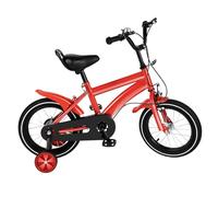 FUNYSF Bicicleta infantil de 14 pulgadas con ruedas estabilizadoras, sillín ajustable, freno de contrapedal y freno de mano, para niños y niñas, conducción segura (rojo)