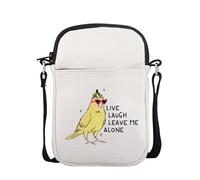 FUNYSO Bolsa cruzada para amantes de las cacatúas, regalo introvertido, Live Laugh Leave Me Alone, cacatúa, Live Laugh Leave Cb UK