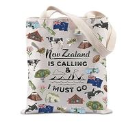 FUNYSO Bolsa de mano inspirada en Nueva Zelanda, regalo para amantes de Nueva Zelanda, Nueva Zelanda Is Calling And I Must Go (New Zealand Tote UK), White, Large