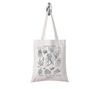 FUNYSO Christian Ocean Animal Gift When You Pass Through Deep Waters Tote Bag Coastal Sea Life Religious Gift for Women, Deep Waters Tote UK, 0