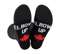 FUNYSO Codos hasta calcetines novedosos con bandera canadiense, hoja de arce, regalo de igualdad de derechos, regalo de conciencia política democrática, Calcetines ELBOWS UP UK, Altoa única