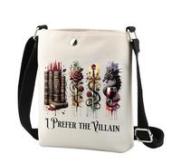 FUNYSO Dark Romance Gift Dragon Gift I Prefer The Villain - Bolso cruzado con citas de libros, regalo para amantes de los libros para mujeres, I Prefer the Cr Uk, 0