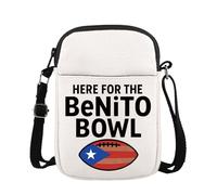 FUNYSO Here For The Benito Bowl Gift - Bolso cruzado con bandera de Puerto Rico, para fanáticos del béisbol, fútbol, día del juego, fiesta de fútbol, Benito Bowl Scb Uk