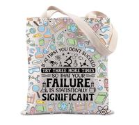 FUNYSO If At First You Don't Succeed Try Three More Times So That Your Failure Is Statistically Significant Gift Science Teacher Tote Bag, Your Failure UK, 0