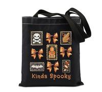 FUNYSO Kinda Spooky Gift Scary Pumpkin Spooky Season Gift Horror Night Bat Ghost Gifts Bolsa de mano, Kinda Spooky UK, 0