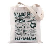 FUNYSO Malibu Beach Gift California Summer Vacation Present Surfing Lover Gifts Respect The Local Surfing Life Tote Bag, Malibu Beach Reino Unido, 0
