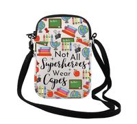 FUNYSO Regalo de agradecimiento al profesor, no todos los superhéroes llevan capas de fin de año, bolsa cruzada para profesores, bolsa para bolígrafos, Wear Teacher Cr Uk, 0