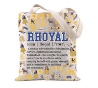 FUNYSO Rhoyal Sorority Inspired Gift Sisterhood Gift Women Sorority Paraphernalia Best Friend Tote Bag, Rohyal Noun Reino Unido, 0