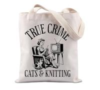 FUNYSO True Crime Addict Gift Murder Kitten Cats Gift Serial Killers Gift Murder Movie Lover Gift Tote Bag, Cats & Knitting Uk, 0
