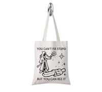 FUNYSO You Can't Fix Stupid But You Can Rez It Funny Gamer Tote Bag Class Sarcastic Gaming Gift for Women, Stupid It - Bolsa de mano del Reino Unido, 0