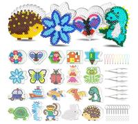 FUNZBO 20x Plantillas de Cuentas para Planchar Animales - Set para Beads 5mm con Pinzas, Llaveros y Cordones - Regalo para Niños de 6+ Años y Adultos (Sin Cuentas)