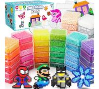 FunzBo Cuentas para Planchar 31000 Piezas XXL - 48 Colores 5mm Juego Completo con Varios Accesorios, Plantillas y Caja Organizadora - Regalo Ideal para Niños y Adultos Mayores de 6 Años
