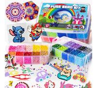 FUNZBO Kit de 23000 cuentas para planchar de 5 mm, 22 colores, 106 patrones, suministros de arte y manualidades para, juego de juguetes, decoraciones artísticas para habitación, regalos para niñas