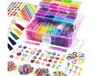 FunzBo Kit de Gomas para Hacer Pulseras - 28 Colores, Más de 15000 Bandas de Telar, Juego de Fabricación de Pulseras Elásticas de Amistad para Niños y Niñas