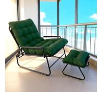 FUOIDYE Sillón de salón para exteriores, tumbona de jardín con taburete, sillón de relax para jardín, cojín extraíble, función reclinable en 5 posiciones para salón, terraza, estudio, hasta 150 kg