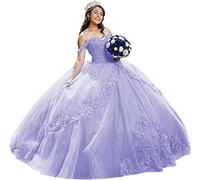 Fuomomo Elegantes Tirantes Finos de Tul Bar Mitzvah Vestidos de Fiesta Vestidos de Noche Largos hinchados Apliques de Encaje para Mujeres