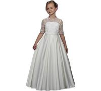 Fuomomo Vestidos de Baile de Princesa de Encaje Medias Mangas hasta el Suelo Vestido de niña de Las Flores Vestido de Primera Comunión