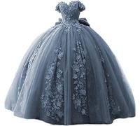 Fuomomo Vestidos de quinceañera con Cuentas de Encaje, Vestido de Baile con Hombros Descubiertos, Vestidos de Fiesta Dulces 15 16 para Mujeres