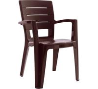 Fuori Set de 4 sillas apilables de resina con reposabrazos moka