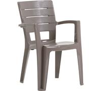 Fuori Set de 4 sillas apilables de resina con reposabrazos tórtola