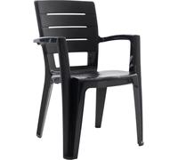 Fuori Set de 6 sillas apilables de resina con reposabrazos antracita