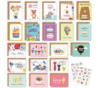 FuouYA 20 Tarjeta Felicitacion,Tarjeta Felicitacion CumpleañOs,Tarjeta CumpleañOs Original,Postal CumpleañOs,Tarjeta Felicitacion,Birthday Card Con 20 Sobres 2 Pegatinas