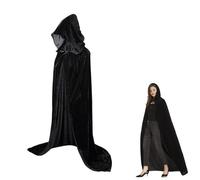 FuouYA Capa Negra Disfraz Largo,Capa Negra Con Capucha,Disfraz Halloween NiñO Adulto,Capa Halloween Mujer Terciopelo suave Para Carnaval Fiesta Disfraces Para Cosplay De Bruja Vampiro Mago 170