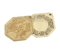 FUOYLOO 2 Piezas Espejo Bagua de Cobre Dorado Retro, Adorno Multiuso
