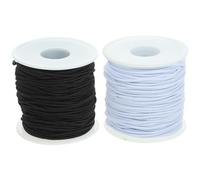 FUOYLOO 2 Rollos Cordón Elástico para Pulseras 1,5 Mm de Grosor, Color Negro y Blanco, 2 Rollos de 40 M, Cuerda Flexible para Hacer Pulseras y Abalorios, Hilo Resistente para Bricolaje
