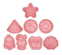 FUOYLOO 8 Cortadores de Galletas de Silicona para Hornear, Moldes para Hacer Postres Diseño Playa y Estrella de Mar, Set de 8 Piezas Resistentes y Flexibles para Repostería Doméstica