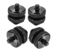 FUOYLOO Adaptador de Tornillo Doble Aleación de Negro de 1/4 Pulgada 4 Piezas para Cámara y Disparador Inalámbrico para Soporte de Flash y Trípode