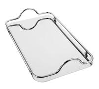 FUOYLOO Bandeja de Acero Inoxidable Diseño Elegante y Fácil de Transportar Rectangular Asas para Servir Comida Hogar para Uso Diario y Cumpleaños
