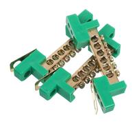 FUOYLOO Bloque de Terminales de Cobre 3 Piezas 6x9 Mm 6 Orificios Verde Regleta de Terminales Fija Barra de Puesta a Tierra Eléctrica para Gabinetes de Distribución y Paneles