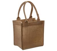 FUOYLOO Bolsa de Yute Pequeña Reutilizable con Asas Bolsa de Arpillera Natural 22X15X23 CM Resistente al Agua Revestimiento Adecuado para Compras Regalos y Manualidades
