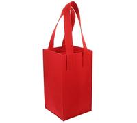 FUOYLOO Bolsa para Botellas de Vino de Fieltro Roja Portadora para 4 Botellas Asa Resistente y Divisor Interno Reutilizable para Transporte y Obsequio en Fiestas y Navidad