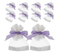 FUOYLOO Bolsitas de Lavanda Vacías 9X12 CM en Organza y Arpillera, Pack de 20 Unidades, para Ambientador de Armario y Regalos en Color Púrpura a Cuadros