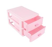 FUOYLOO Caja Tipo Cajón para Cosméticos y Joyas, Organizador de Escritorio de Plástico, 2 Capas, Tamaño Mediano, Color Rosa, Accesorio para Dormitorio y Almacenamiento Personal