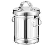 FUOYLOO Cenicero Vintage de Hierro Galvanizado con Tapa Mini Cubo de Basura de Escritorio para Hogar y Oficina Papelera Compacta sin Humo Decoración Retro Funcional Resistente y Fácil