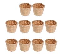 FUOYLOO Cestas Pequeñas Tejidas para Decoración y Almacenamiento de Frutas, 10 Unidades sin Asas, Producto Artesanal Ligero para Uso en Mesa Dulce o Escritorio (7.5 X 7 CM, 5 X 6 CM)