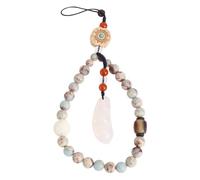FUOYLOO Cordón para Teléfono Muñeca Corto Vintage de Piedra Shoushan, Cadena Decorativa Práctica para Móvil Cuentas Suaves y Estilo Retro para Uso Diario