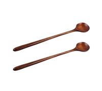 FUOYLOO Cucharas de Madera Redondas y Ligeras para Mezclar Café, Té y Cócteles, 28 CM, Diseño Minimalista para Uso Diario en Cocina y Postres, Set de 2