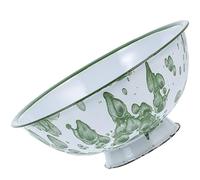 FUOYLOO Cuenco Esmaltado Vintage de 19 Cm, Tazón de Sopa y Arroz Retro Base Alta, Utensilios de Cocina para Ramen y Ensalada, Vajilla Decorativa para Hogar y Restaurante