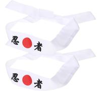 FUOYLOO Diadema Japonesa de Algodón Transpirable Estampado Ninja, Banda Cabello Talla Única para Cocina, Deporte y Yoga, Accesorio Decorativo para Hombre y Mujer, Pack 2 Unidades