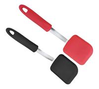 FUOYLOO Espátula de Silicona Antiadherente para Freír Mango de Acero Inoxidable, Juego de 2 Piezas (negro Mate y Rojo), Resistente al Calor, para Wok y Sartén, Utensilios de Cocina