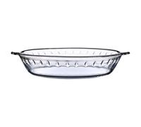 FUOYLOO Fuente para Horno Redonda de Vidrio Resistente al Calor, Plato para Hornear y Servir, Bandeja de Cristal para Microondas, Adecuado para Cenas Familiares y Uso en Sala de Estar