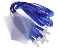FUOYLOO Fundas para Cartas de Juego y Tarjetas de Identificación, Protectores de Pvc Azul Cinta, 10 Piezas, Convenientes y Resistentes para Estudiantes y Trabajadores