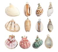 FUOYLOO Joyas de Conchas Naturales 12 Piezas Ligeras para Collares y Pulseras Diseño Mixto para Manualidades DIY en Playa y Uso Diario Estilo Aleatorio